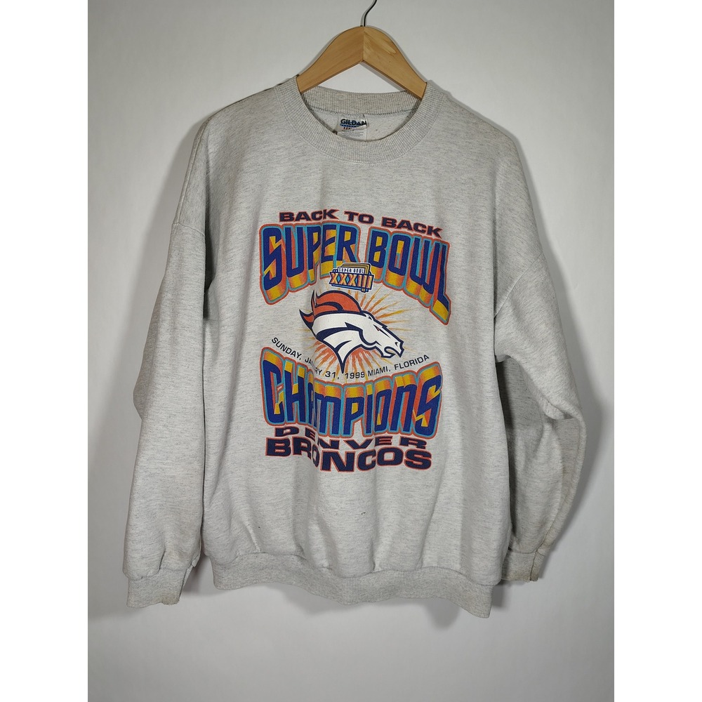Denver Broncos Back to Back Super Bowl XXXIII Champions Sweatshirt XL 1999‎